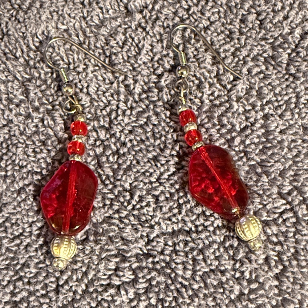 Elegant Red Beaded Earrings